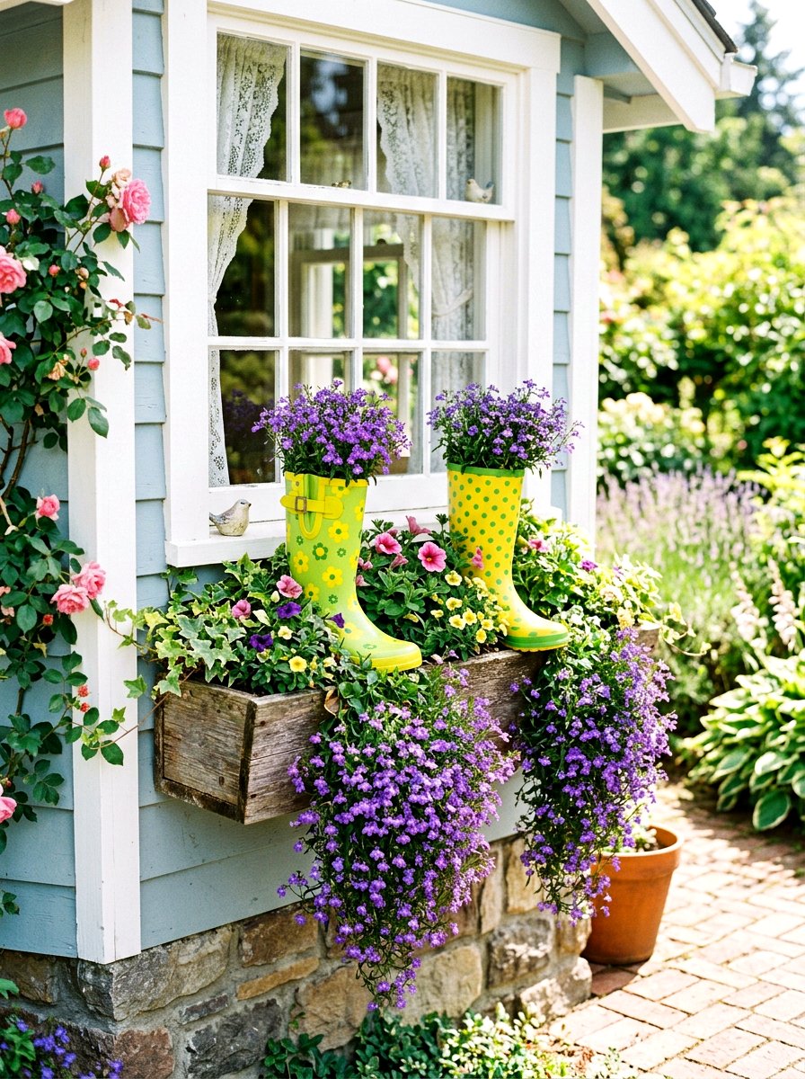 25 Cute Spring Rubber Boot Planter Ideas for Your Garden