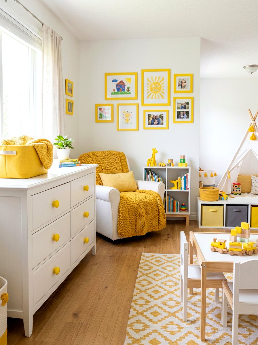 Sunny Yellow Playroom Accents - 25 Spring Playroom Decor Ideas
