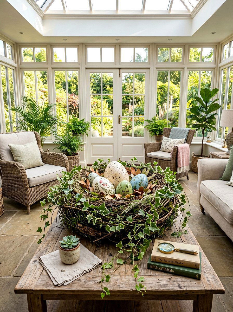 Sunroom Coffee Table Decor - 25 Spring Bird Nest Decor Ideas