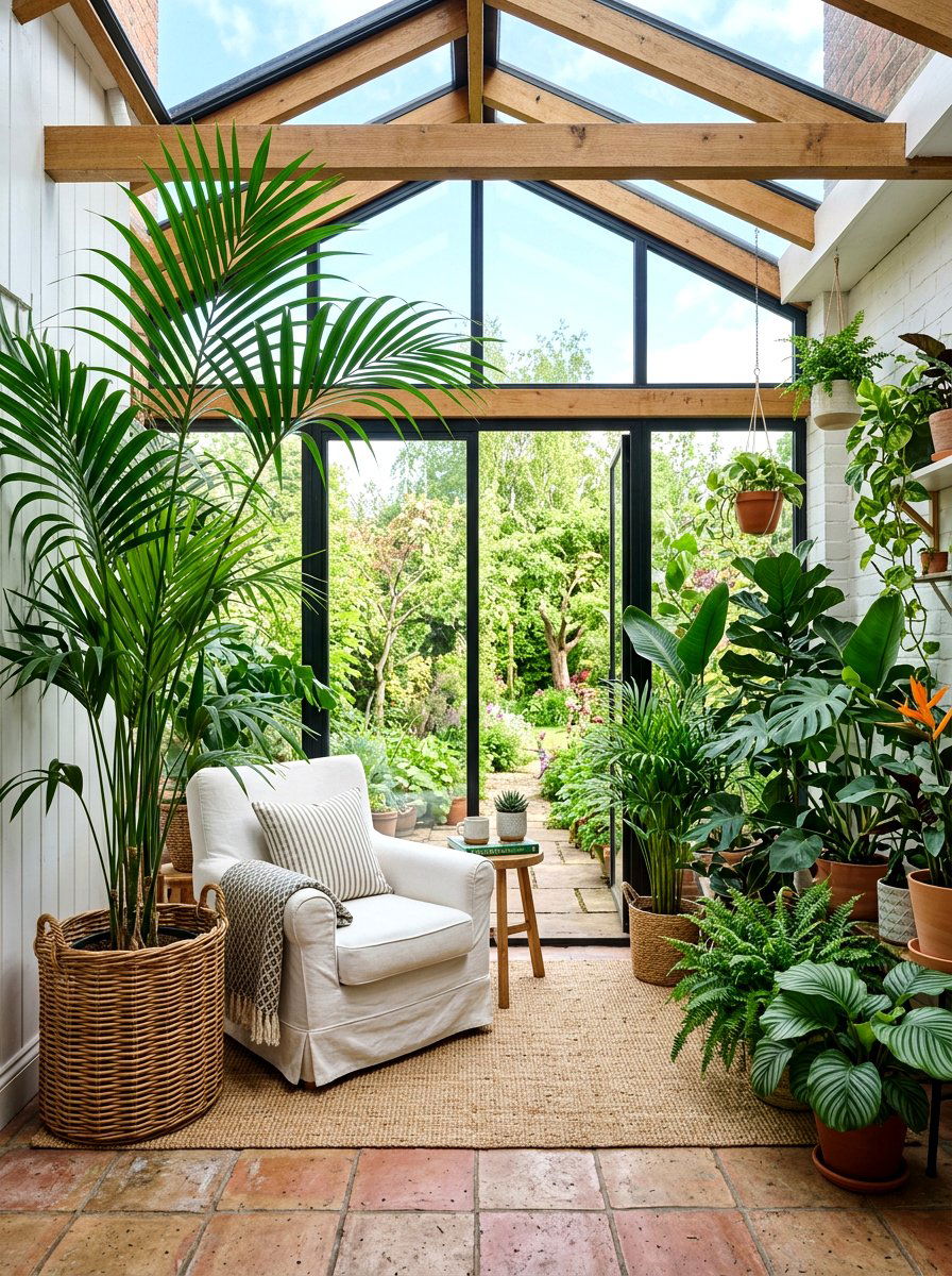 Sunroom Filled With Tropical Indoor Plants - 25 Spring Beach House Decor Ideas