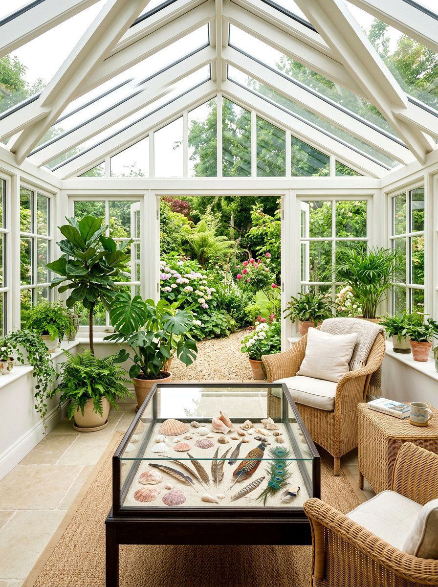 Sunroom Glass Display Table - 25 Spring Display Case Ideas