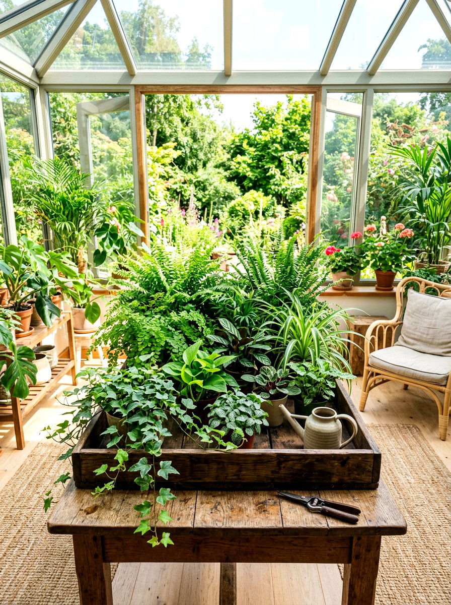Sunroom Wooden Tray Plants - 25 Spring Wooden Tray Decor Ideas