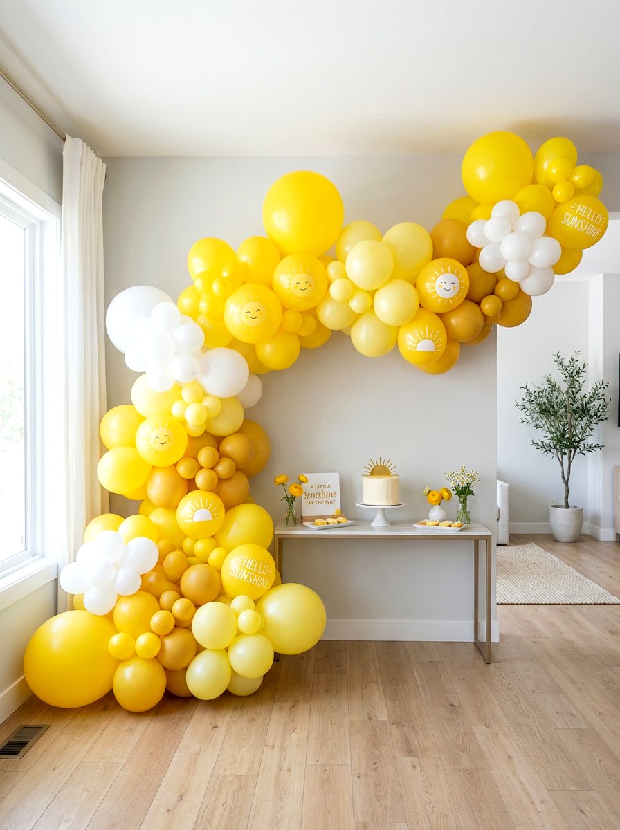 Sunshine Yellow Balloon Garland - 25 Spring Balloon Arch Ideas for Party