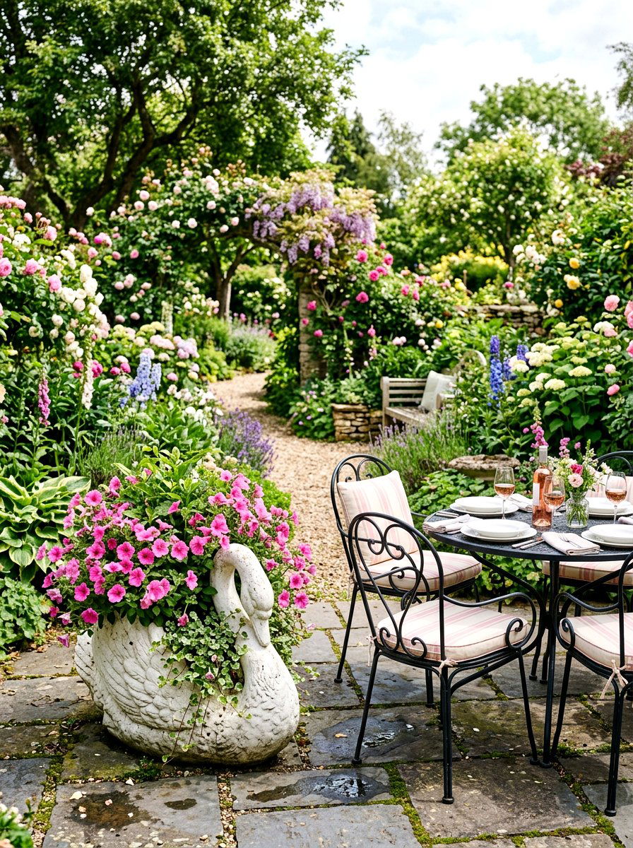 Swan Garden Planter - 25 Spring Garden Animal Decor Ideas