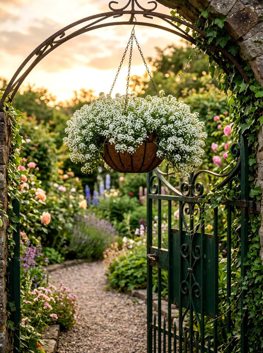 Sweet Alyssum Hanging Basket - 25 Spring Hanging Basket Flower Ideas
