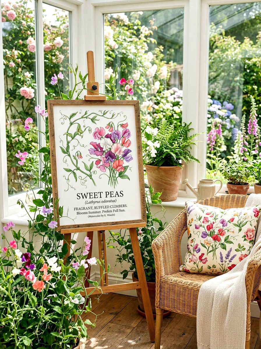 Sweet Pea Botanical Sign - 25 Spring Painted Sign Ideas