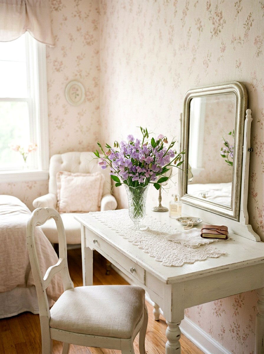 Sweet Pea Romantic Table - 25 Spring Floral Centerpiece Ideas