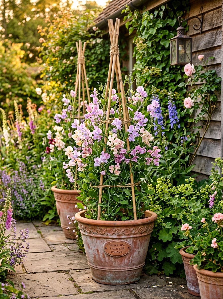 Sweet Pea Vine Pots - 25 Spring Potted Plant Ideas