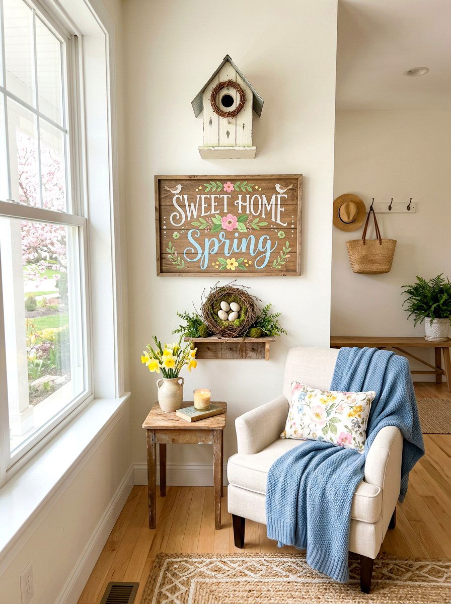 Sweet home spring sign - 25 Spring Porch Sign Ideas