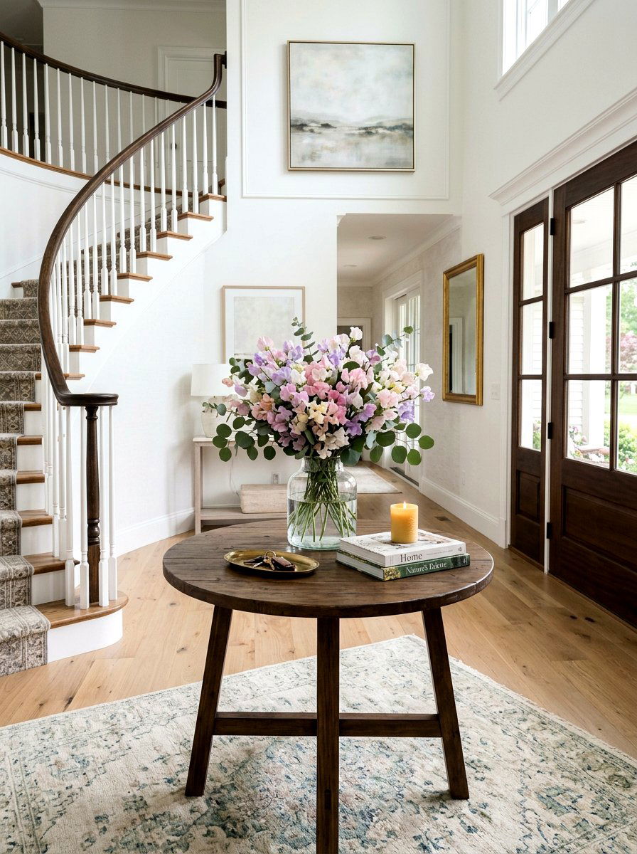 Sweet pea and eucalyptus bouquet - 25 Spring Sweet Pea Arrangement Ideas