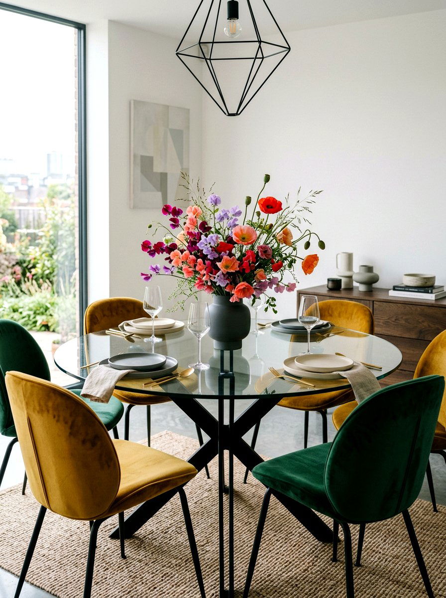 Sweet pea and poppy floral display - 25 Spring Sweet Pea Arrangement Ideas