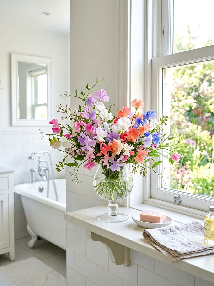 Sweet pea spring arrangement - 25 Spring Compote Bowl Ideas