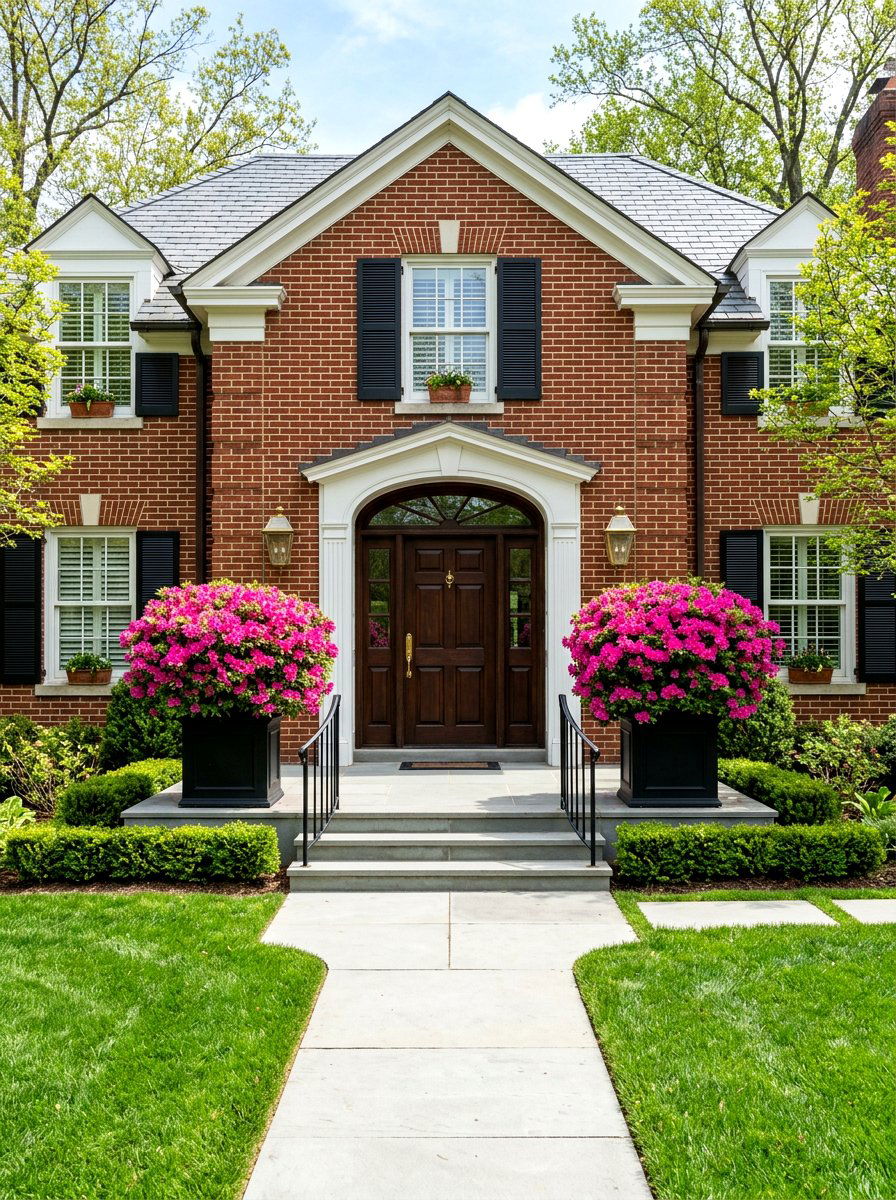 Symmetrical Azalea Entryway - 25 Spring Azalea Garden Ideas