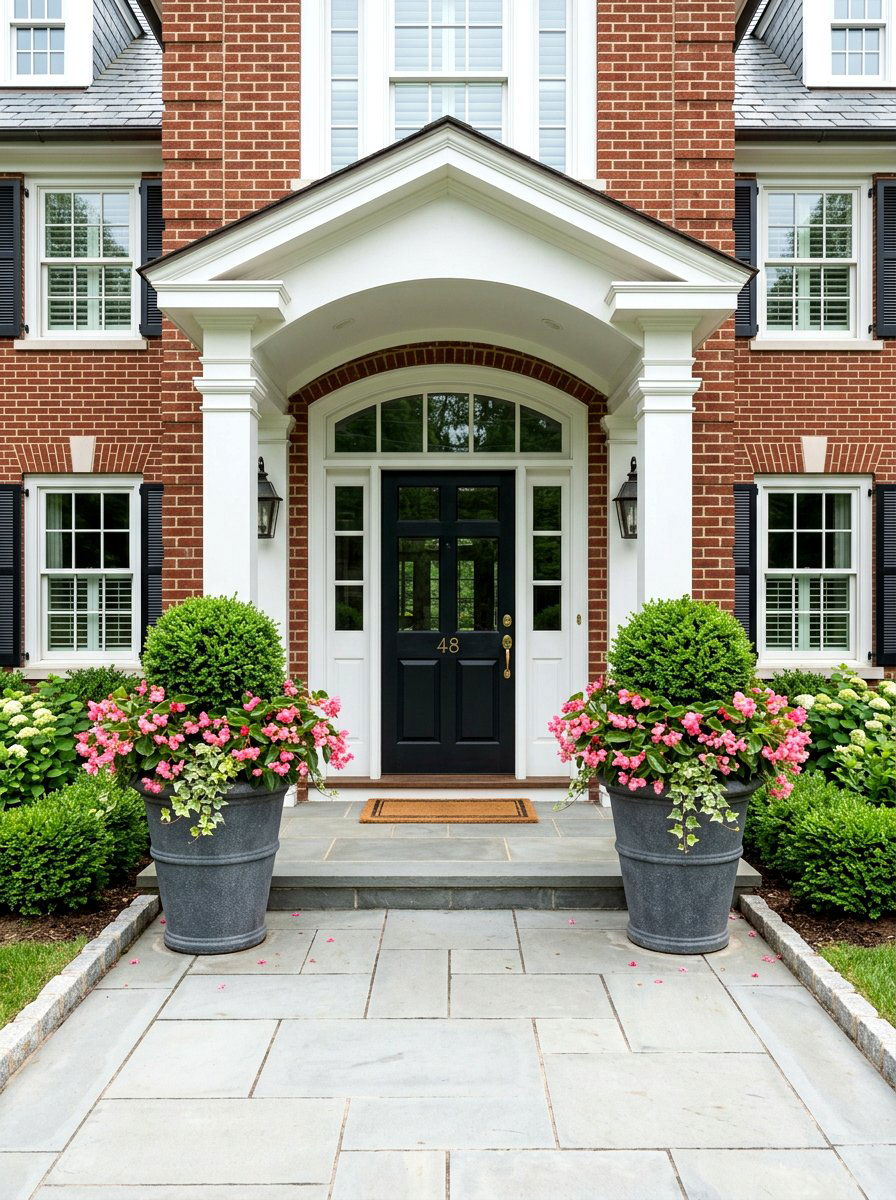 Symmetrical Front Entry Planters - 25 Spring Planter Box Ideas