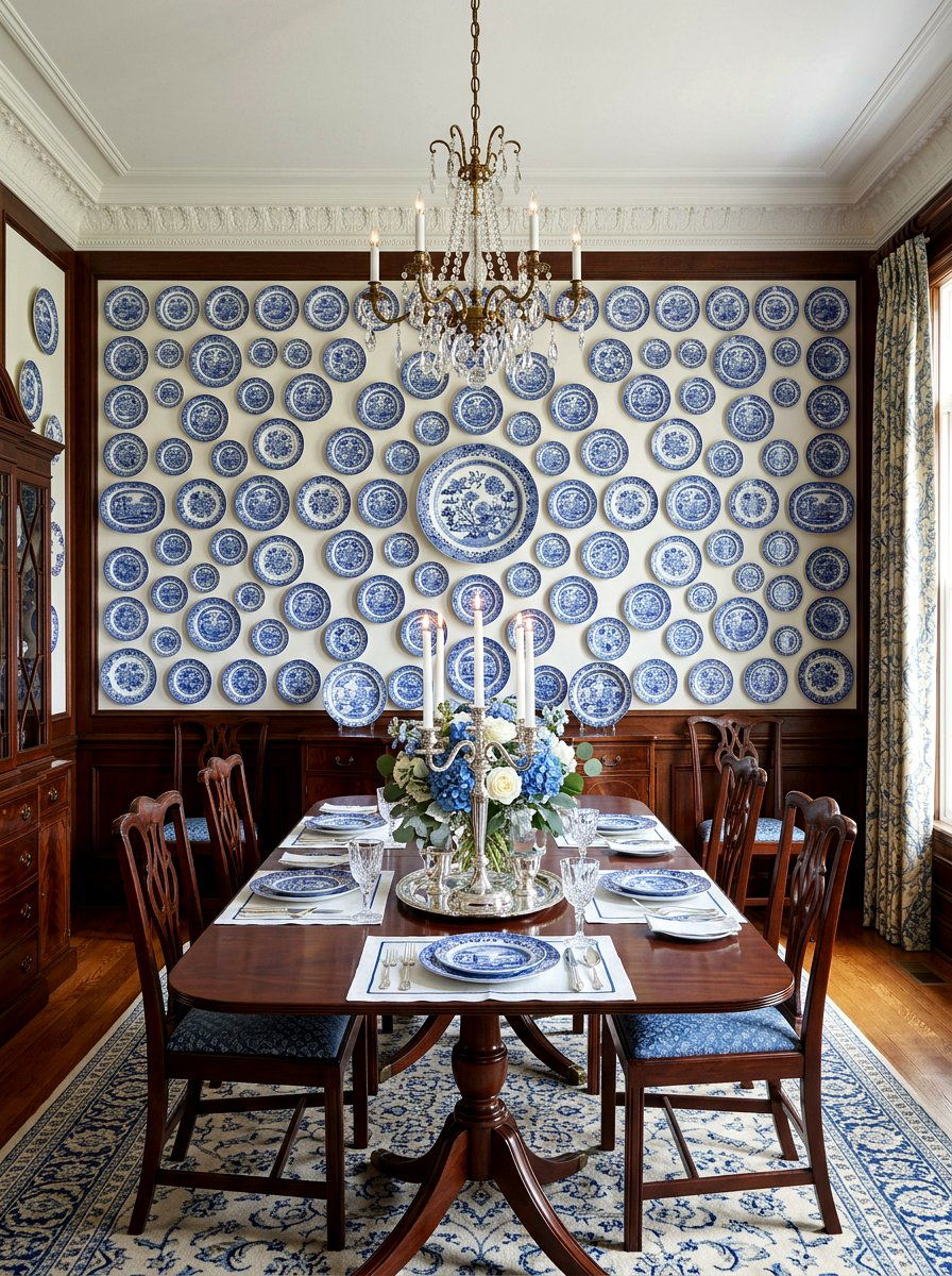 Symmetrical Plate Wall - 25 Spring Plate Wall Ideas