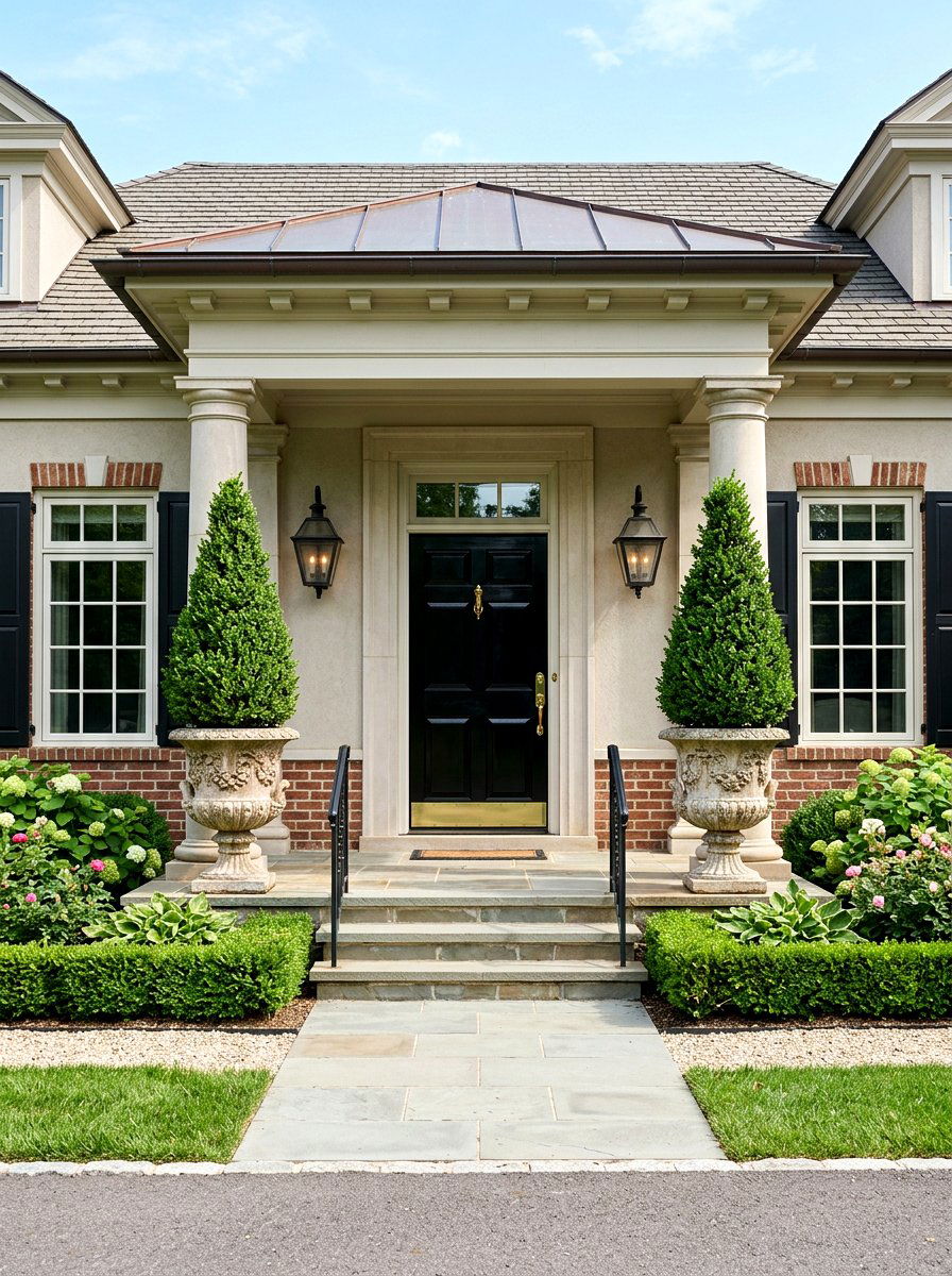 Symmetrical Urns On Front Porch - 25 Spring Urn Planter Ideas
