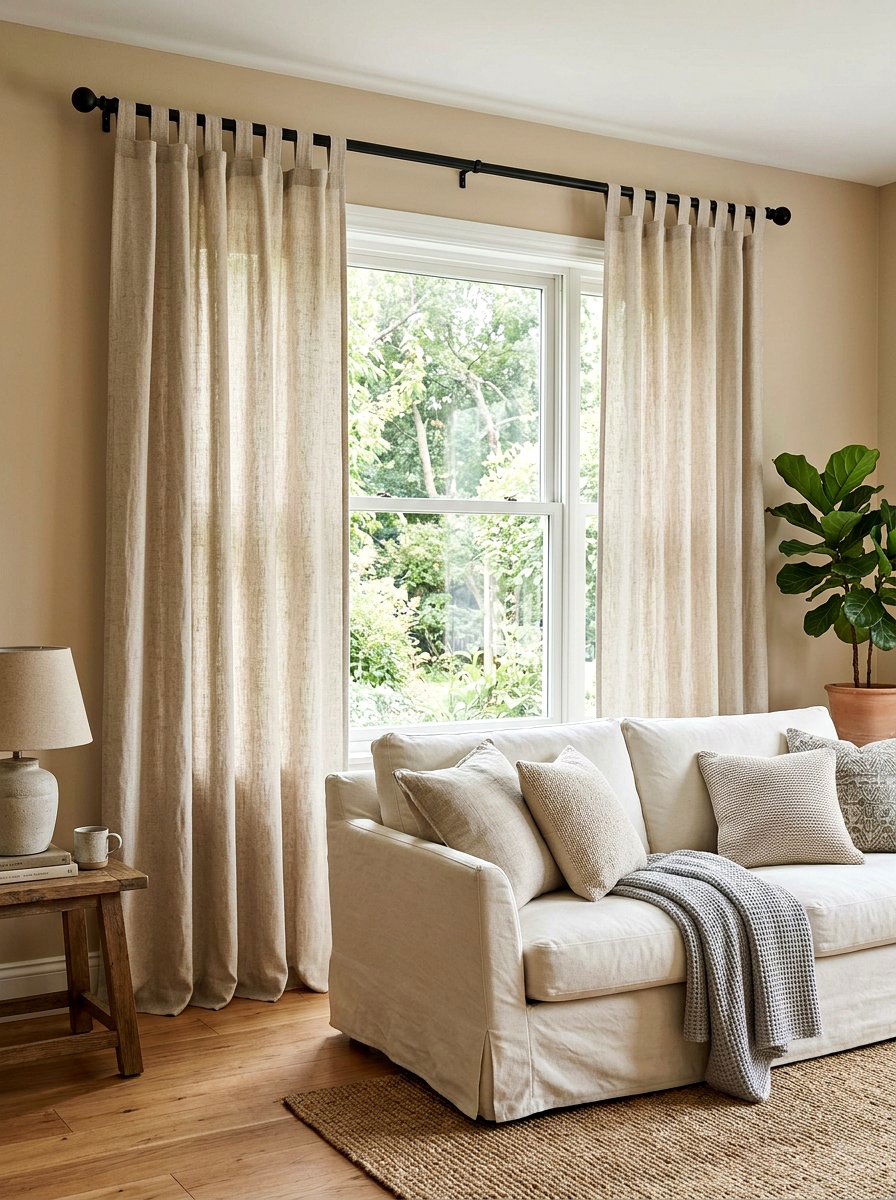 Tab Top Curtains - 25 Spring Living Room Curtain Ideas