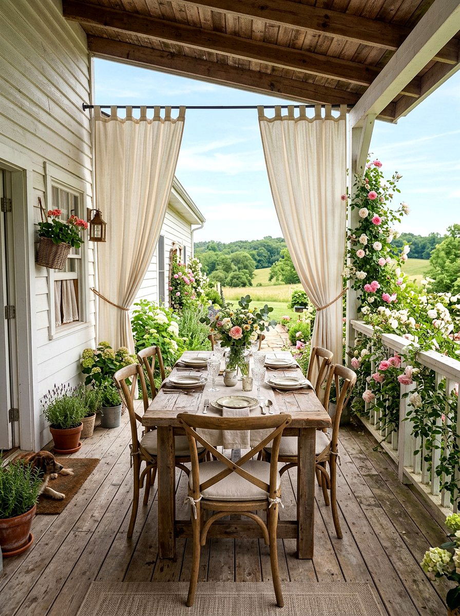 Tab top deck curtains - 25 Spring Outdoor Curtain Ideas