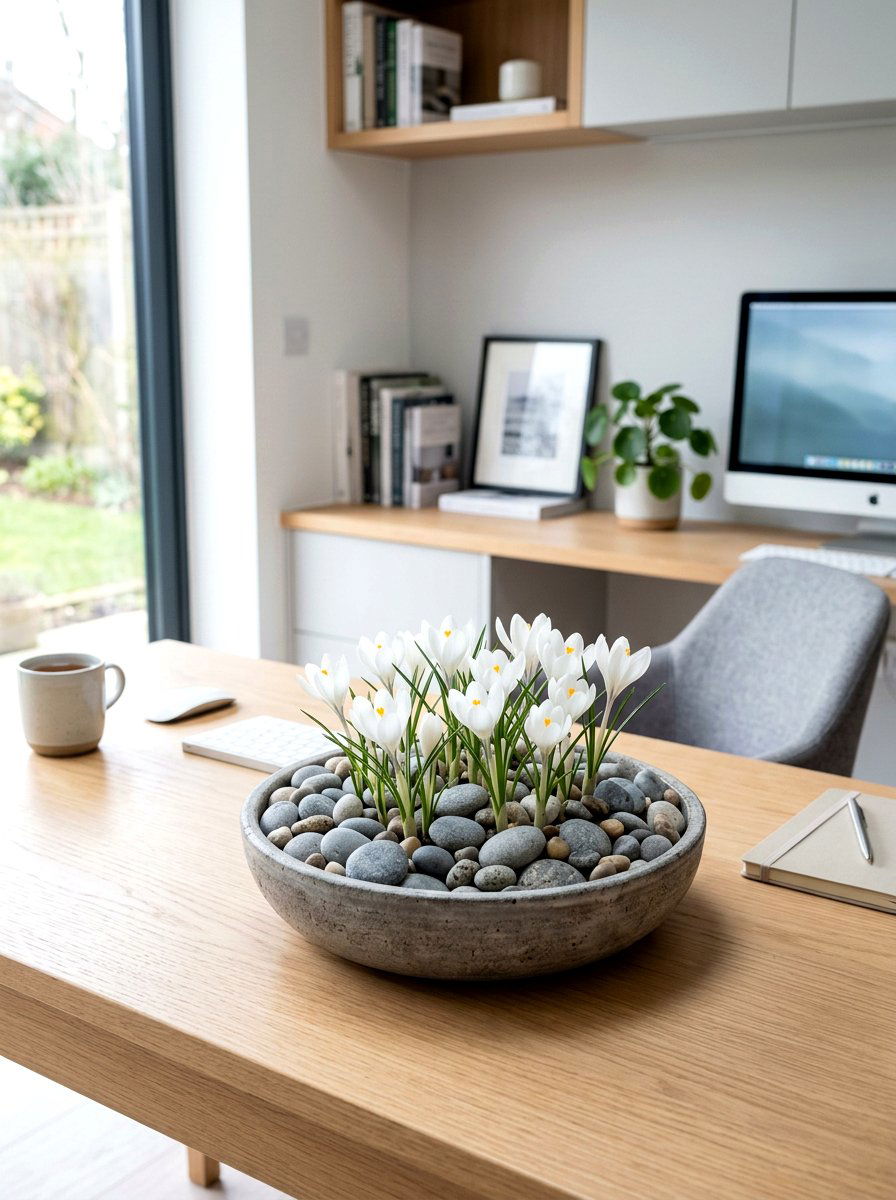 Tabletop crocus gravel bowl - 25 Spring Crocus Bowl Ideas
