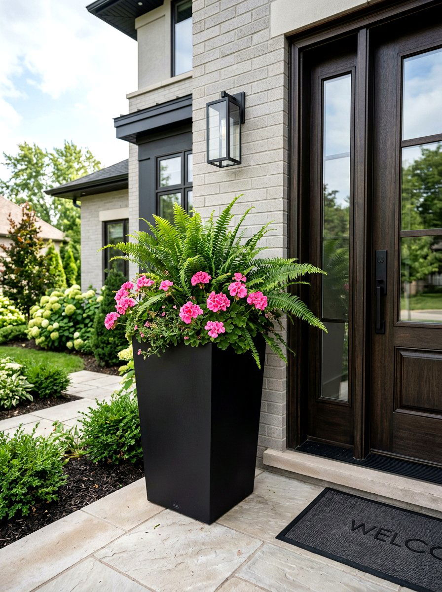 Tall Black Front Door Planter - 25 Spring Planter Box Ideas