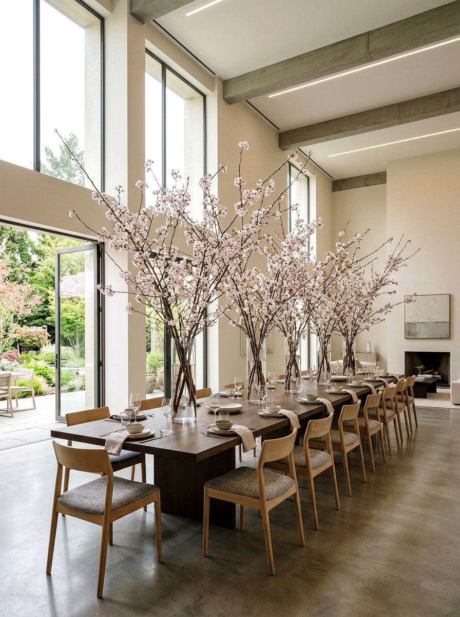 Tall Cherry Blossom Branches - 25 Spring Long Table Decor Ideas