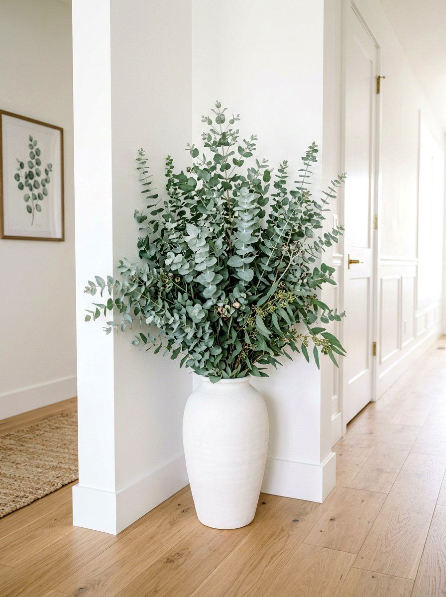 Tall Eucalyptus Vase - 25 Spring Hallway Decor Ideas