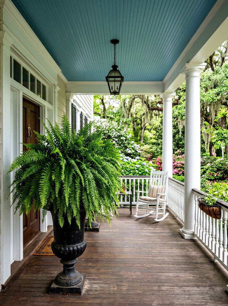 Tall Fern Urn - 25 Spring Porch Urn Ideas