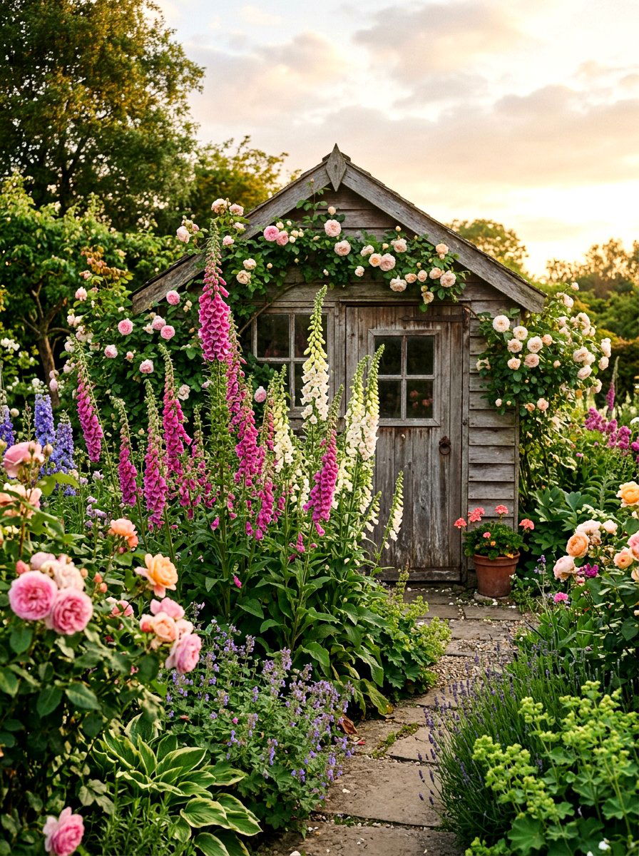 Tall Foxglove Cottage Garden - 25 Spring Perennial Garden Ideas