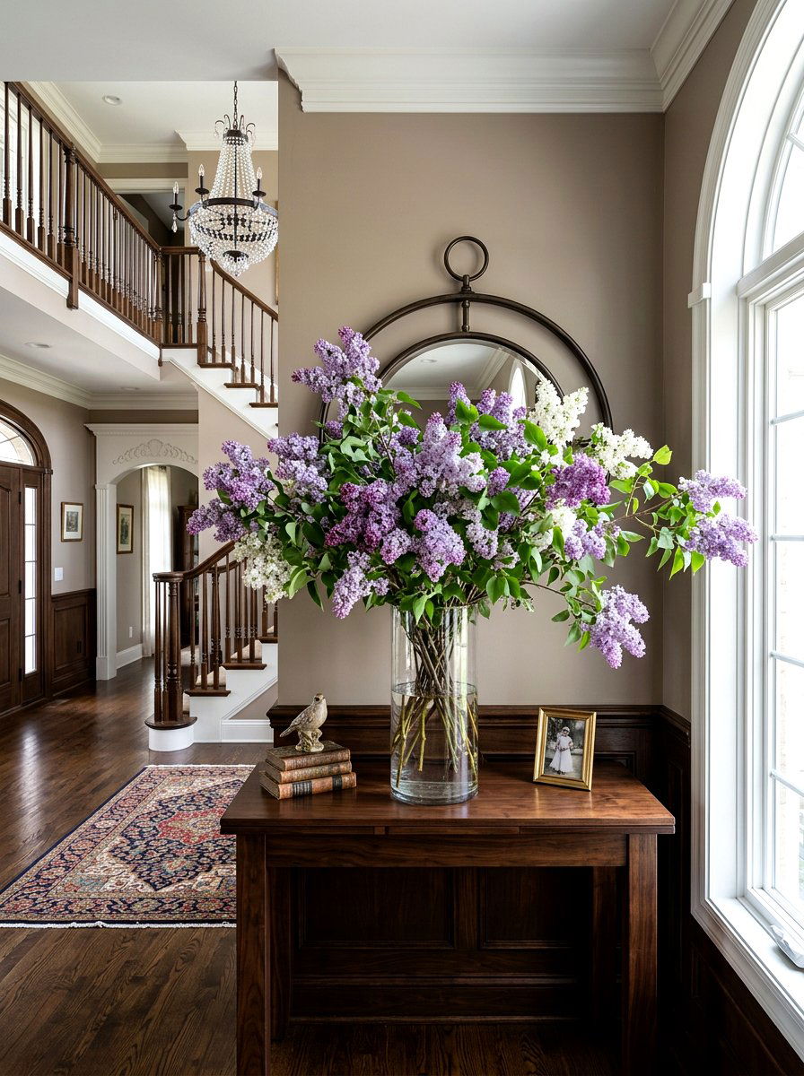 Tall Glass Vase Lilac Display - 25 Spring Lilac Arrangement Ideas