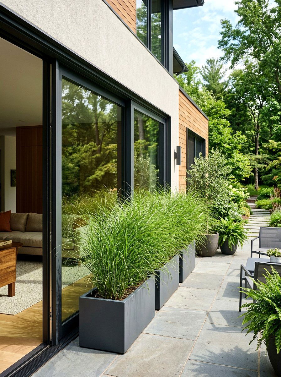 Tall Grass Planters For Privacy - 25 Spring Sliding Door Decor Ideas