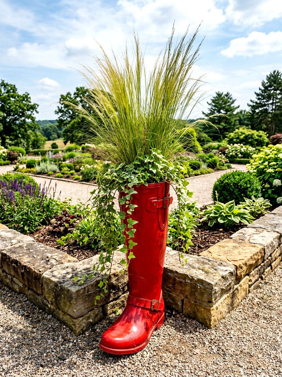 Tall Knee High Boot Planter - 25 Spring Rubber Boot Planter Ideas
