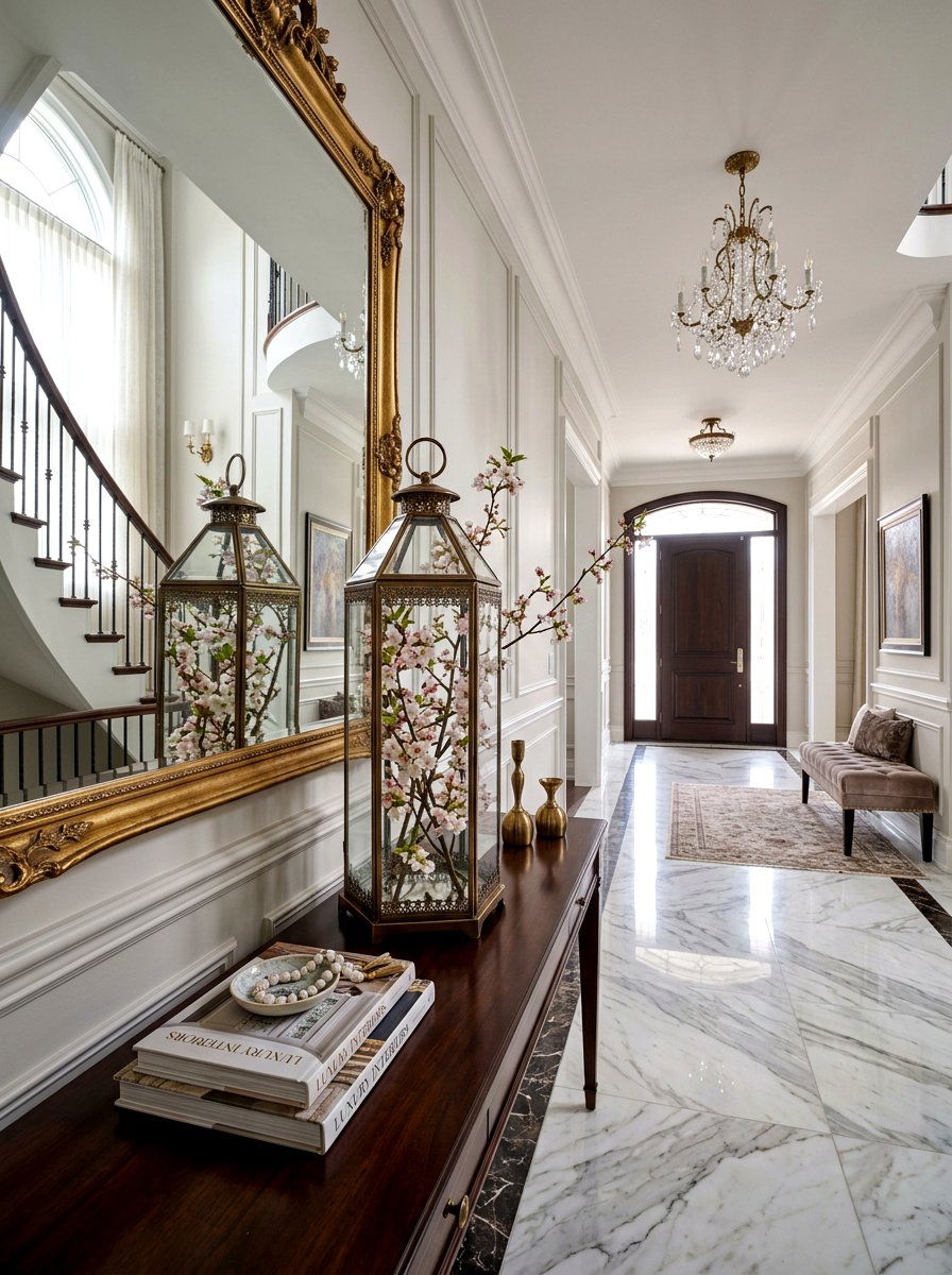 Tall Lantern With Cherry Blossom Branches - 25 Spring Lantern Centerpiece Ideas