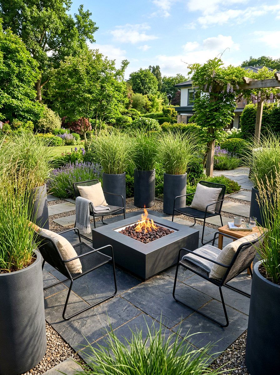 Tall Planters Around Fire Pit - 25 Spring Fire Pit Area Decor Ideas