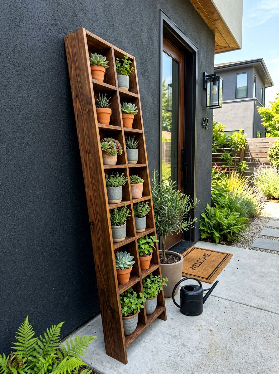 Tall Porch Leaner Planter - 25 Spring Planter Decorating Ideas