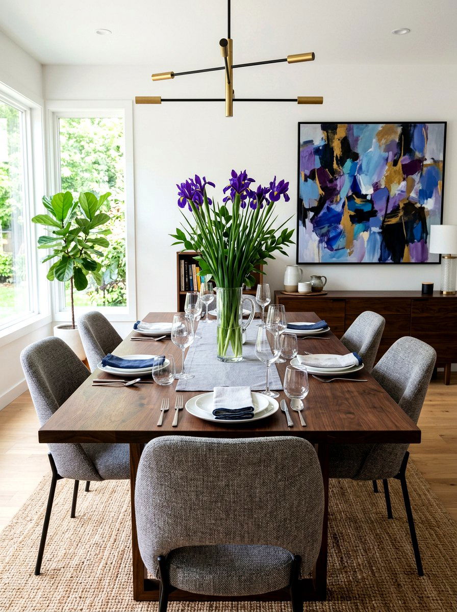 Tall Slim Pitcher with Irises - 25 Spring Pitcher Flower Ideas