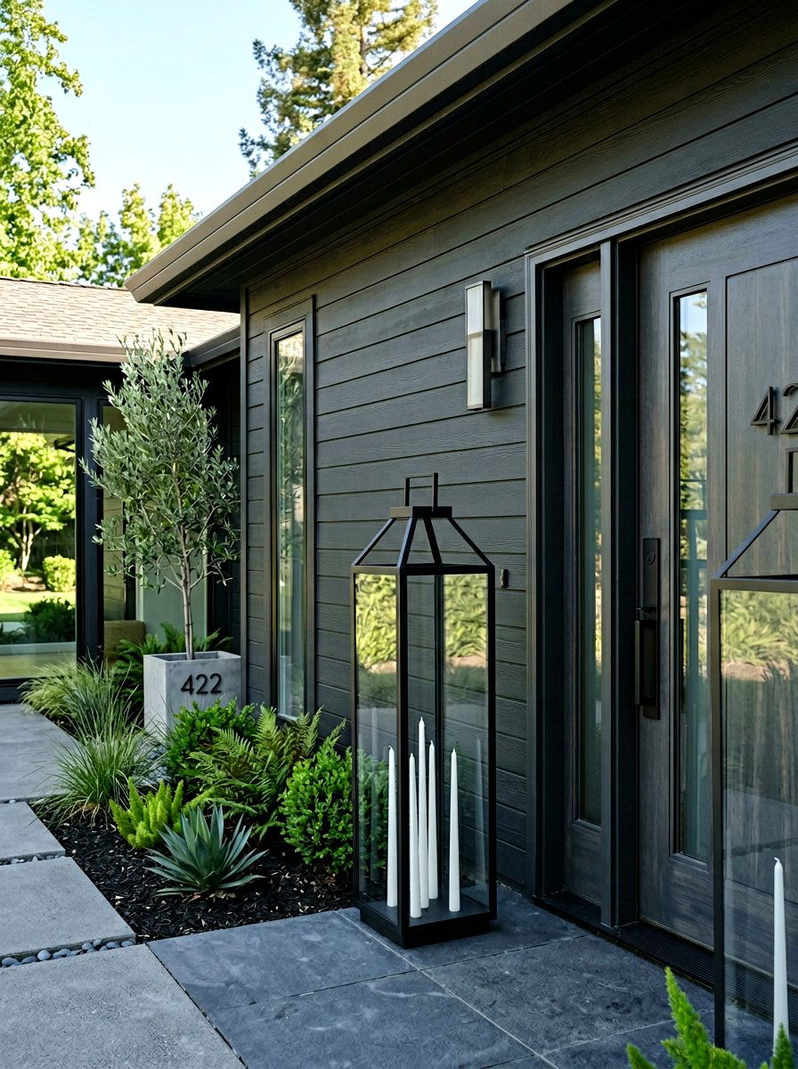 Tall Thin Black Lantern - 25 Spring Porch Lantern Ideas