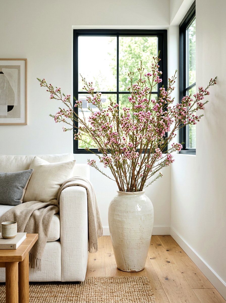 Tall Wax Flower Floor Vase - 25 Spring Wax Flower Ideas