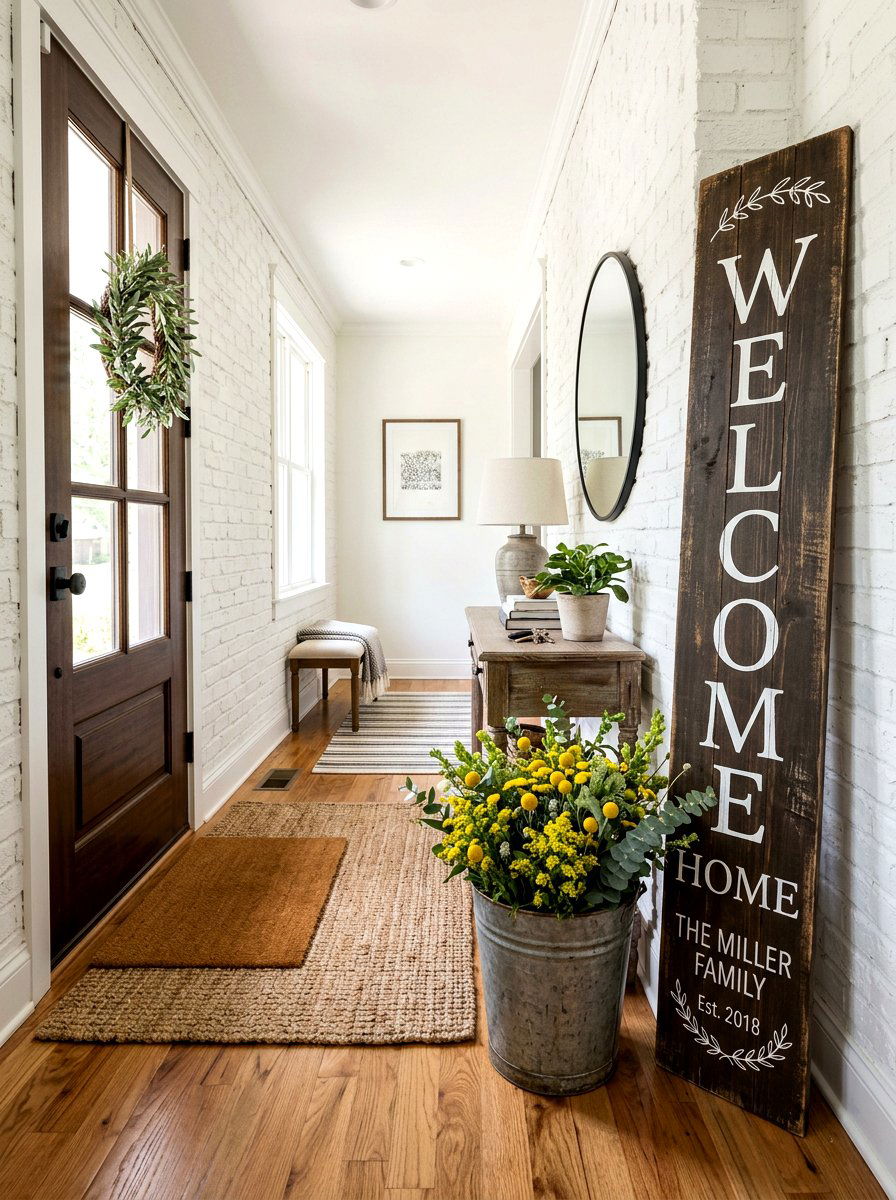 Tall Wood Sign - 25 Front Yard Spring Decor Ideas