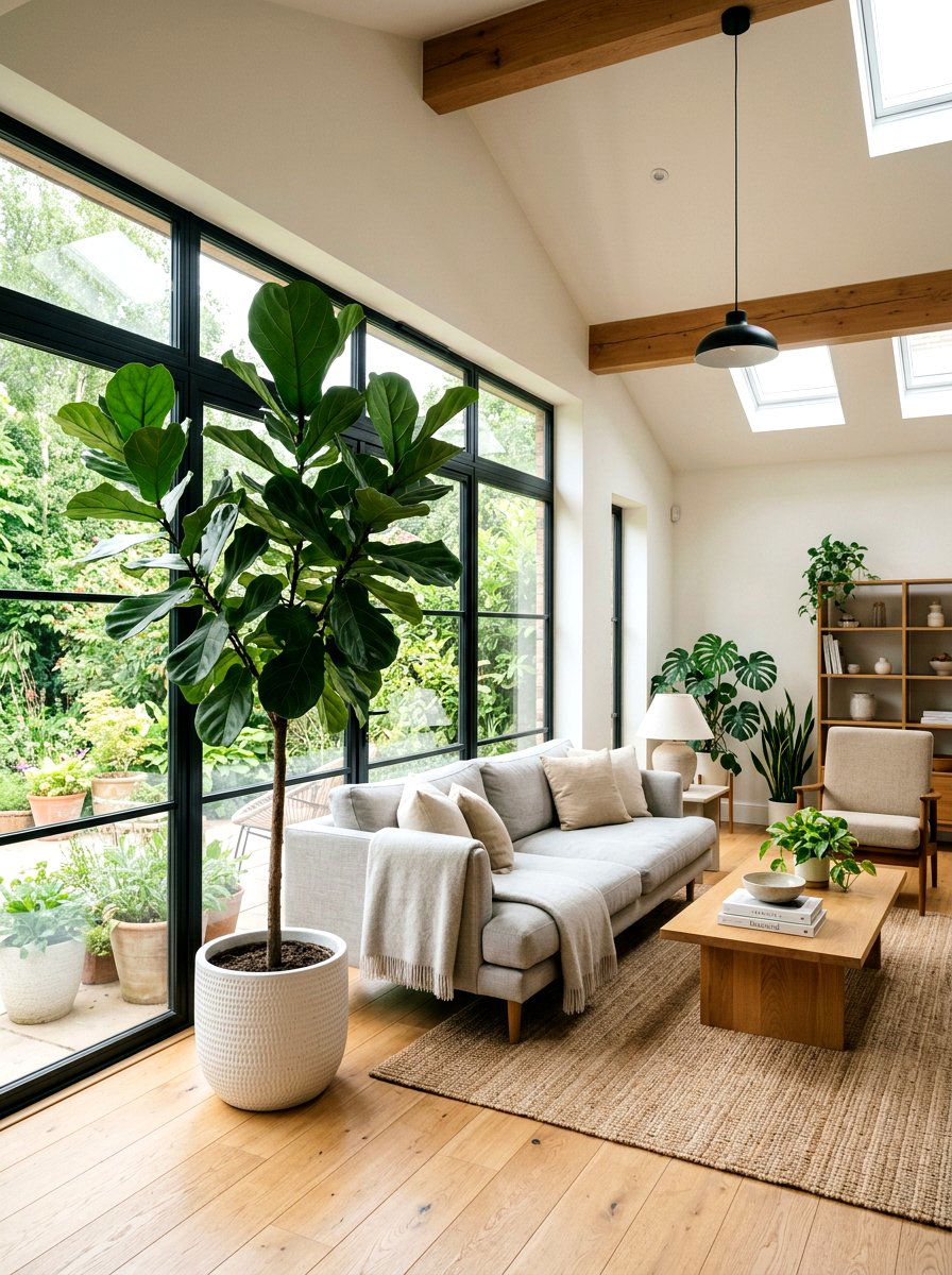 Tall indoor plants - 25 Spring Living Room Refresh Ideas