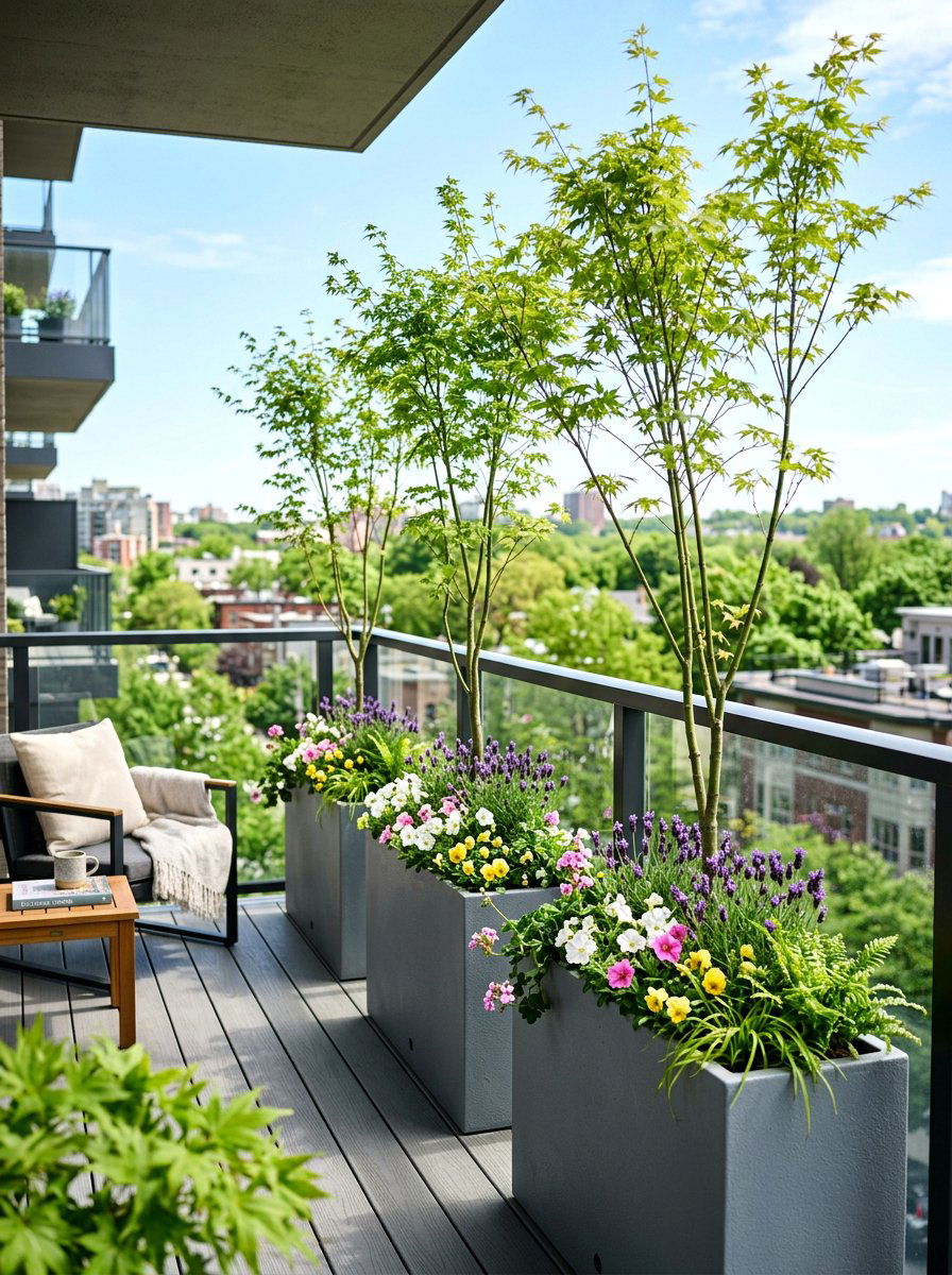 Tall outdoor planters - 25 Spring Balcony Privacy Screen Ideas
