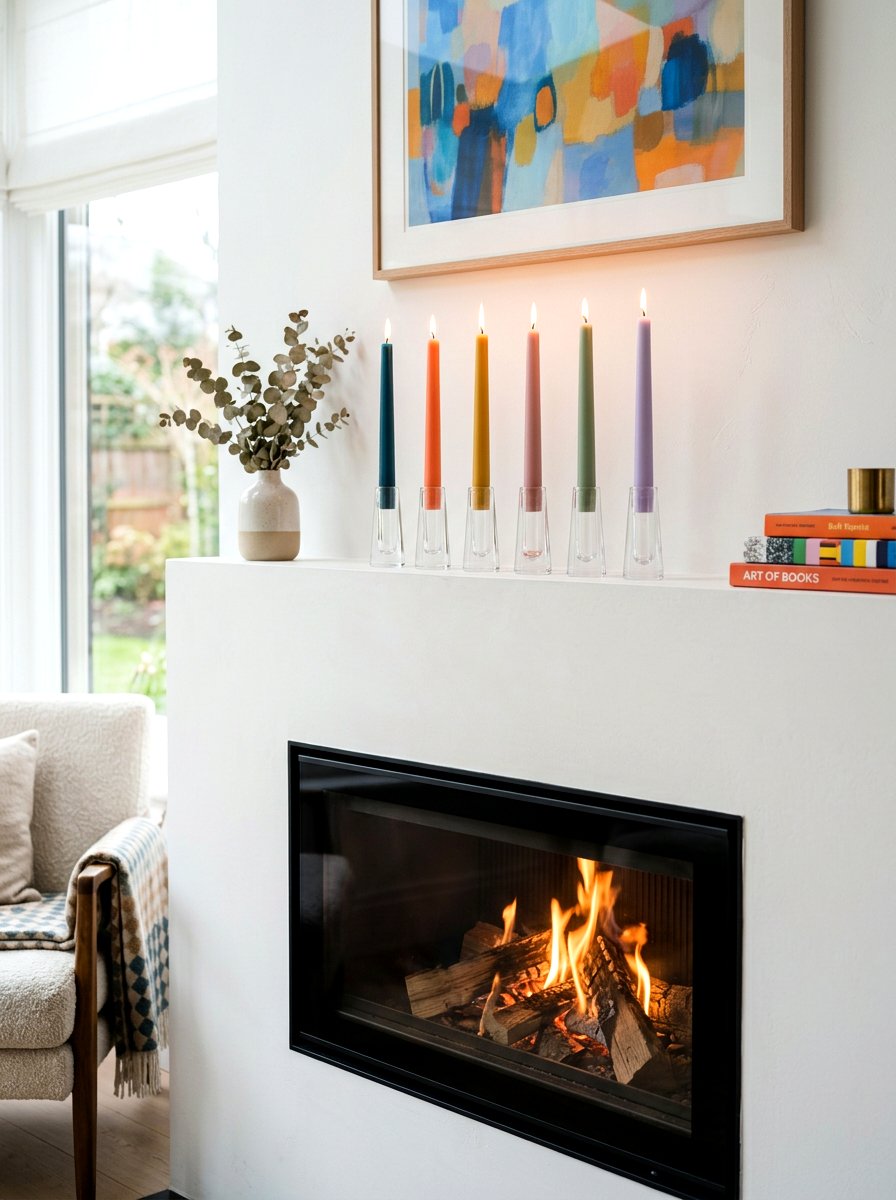 Taper Candle Holder Set - 25 Spring Fireplace Decor Ideas