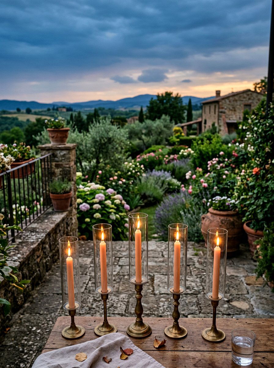 Taper Candles Outdoor Setting - 25 Spring Outdoor Dining Table Decor Ideas