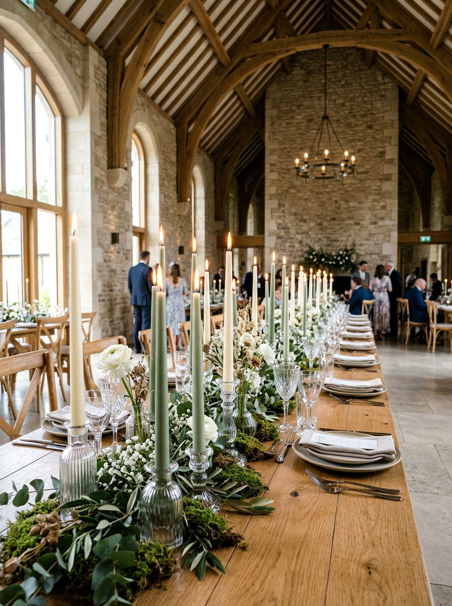 Tapered Candle Arrangement - 25 Spring Wedding Table Decor Ideas