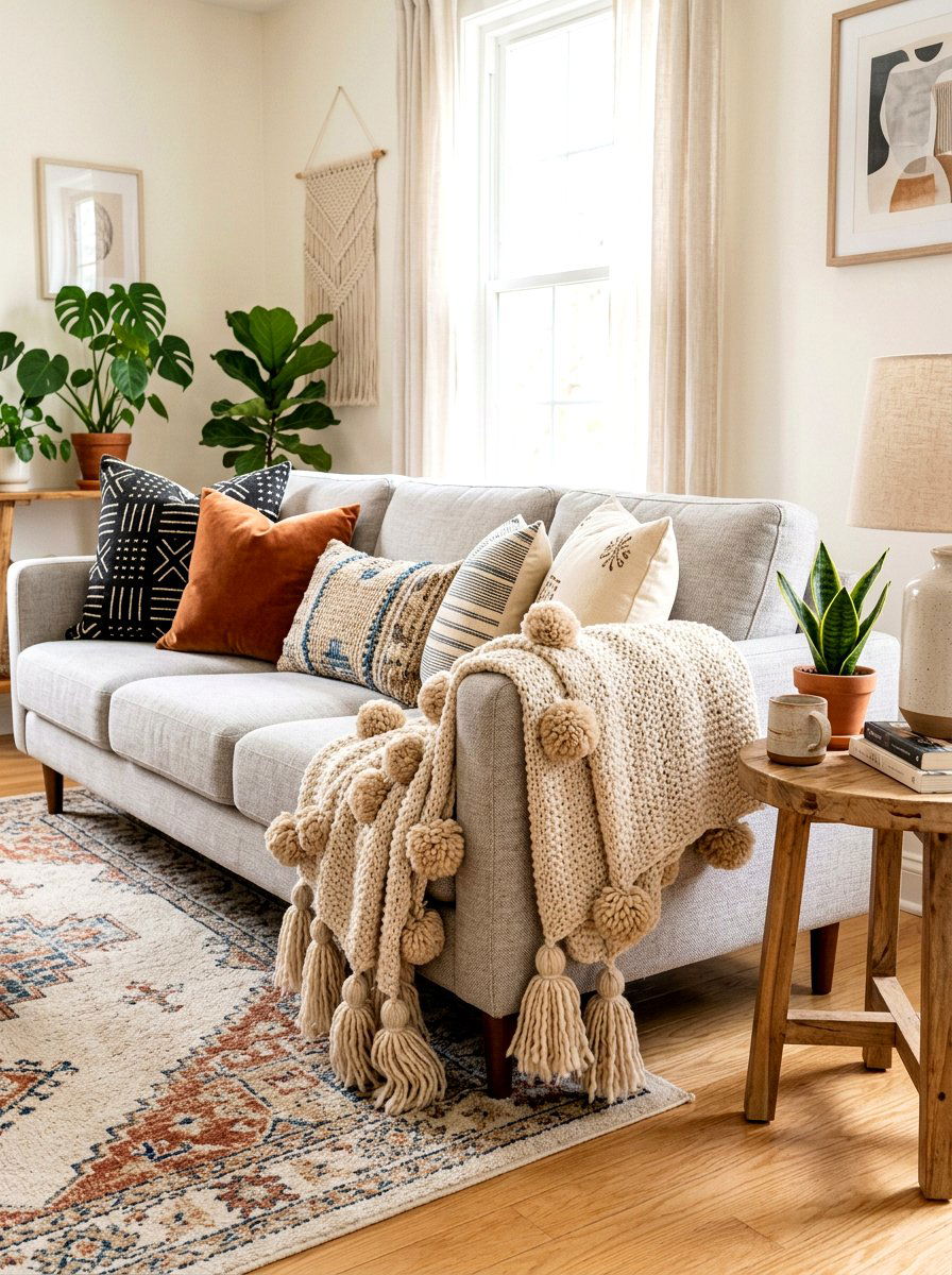 Tassel Accent Throw - 25 Spring Boho Decor Ideas