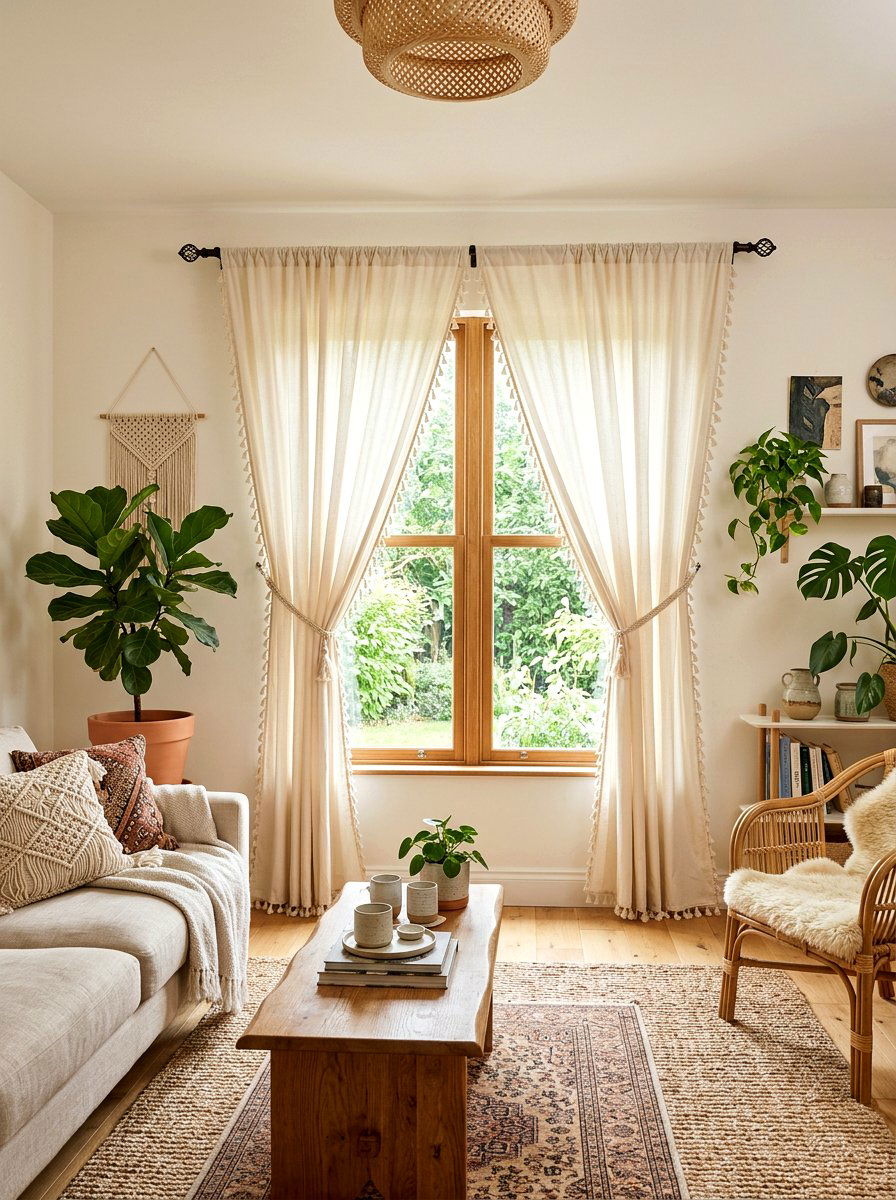Tassel Curtains - 25 Spring Living Room Curtain Ideas