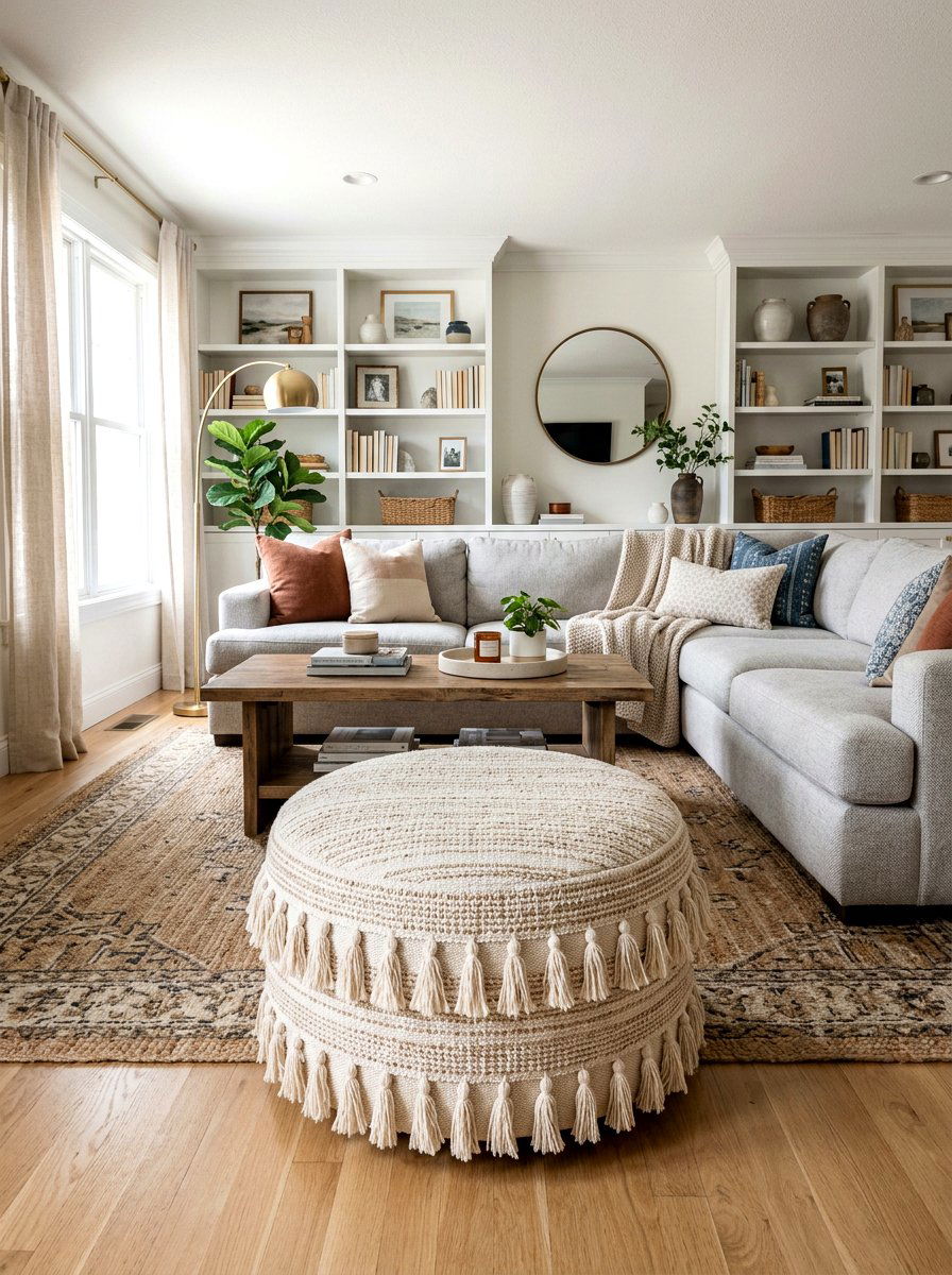 Tassel Ottoman Cover - 25 Spring Tassel Decor Ideas