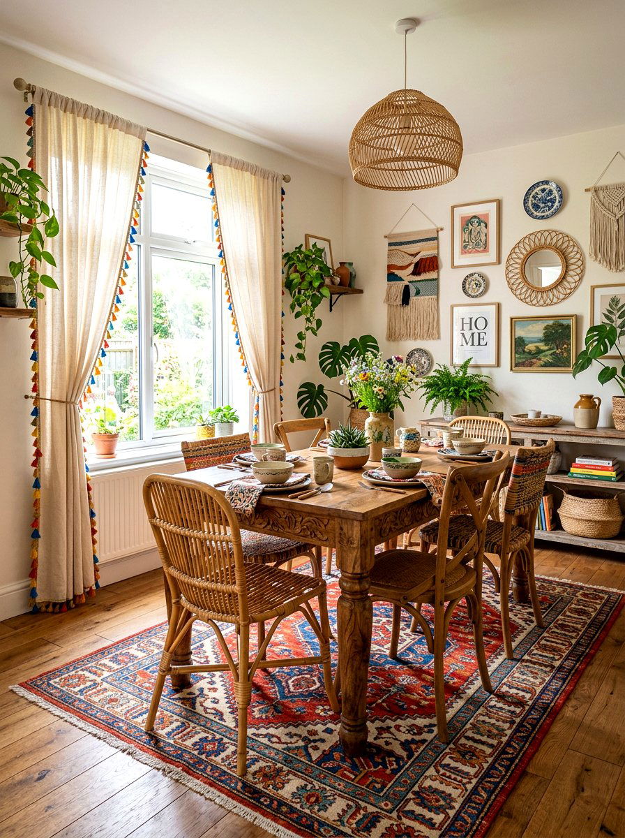 Tassel Trim Cotton Curtain - 25 Spring Dining Room Curtain Ideas