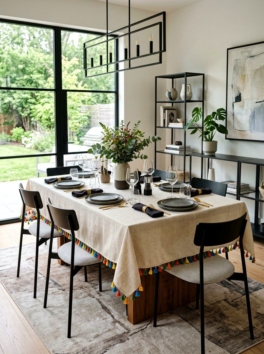 Tassel Trim Tablecloth - 25 Spring Tablecloth Ideas