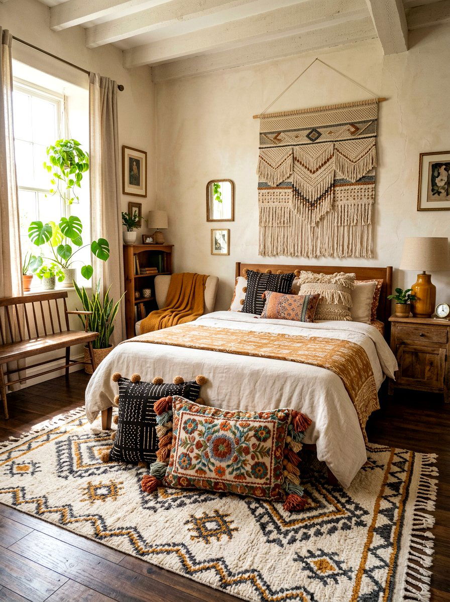 Tasseled Boho Spring Pillow - 25 Spring Bedroom Pillow Ideas