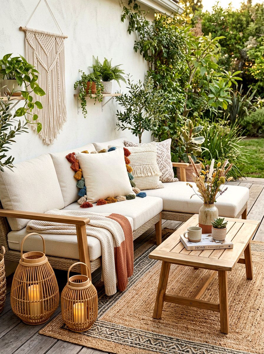 Tasseled outdoor toss pillow - 25 Spring Outdoor Cushion Ideas